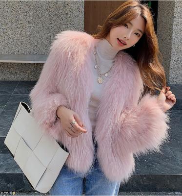 China CX-G-A-187B New Breathable Classic Hand Knitted Fur Jacket Women Real Raccoon Fur Coat for sale