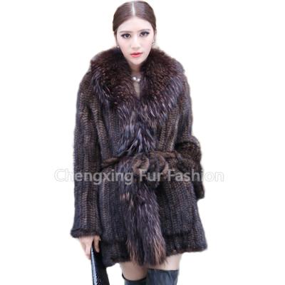 China CX-G-A-52A European And American Winter Mink Fur Coat With Raccoon Long Collar Breathable for sale