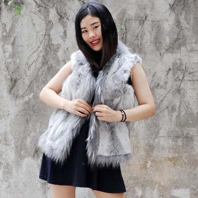 China Cheap Autumn Patchwork Rabbit Fur Vest CX-G-B-35B Real Shorts Breathable Style CX-G-B-35B Vest For Women for sale