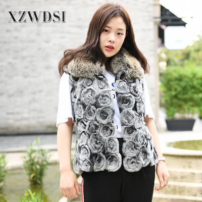 China CX-G-B-60 China Factory Supply Breathable Fluffy Women's Long Real Fur Vest High Quality And Soft for sale