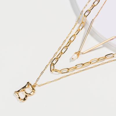 China Hesiod CLASSIQUE 26 Letters Necklace Multilayer Women Fashion Natural Pearl Pendant Necklaces for sale