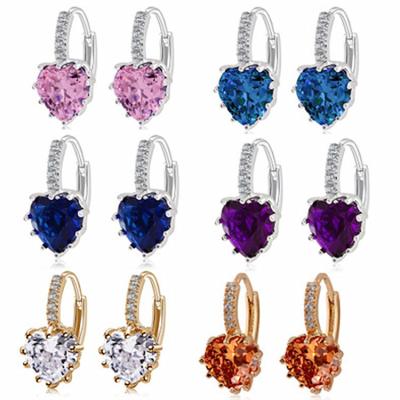 China Wholesale Heart Shaped Hesiod Zircon Earring Stud Earrings Women Jewelry Fashion Casual/Sporty A.C.A. for sale