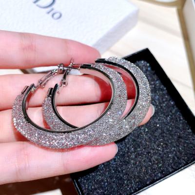 China CLASSIC Big Round Rhinestone Statement Earrings Big Hesiod Circle Earrings For Women for sale