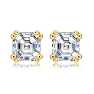 China Hiphop Cubic Zircon Stud Earrings CZ Diamond Studs Hypoallergenic Earring Jewelry For Women Girls for sale