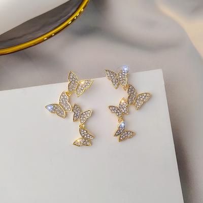 China CLASSIC S925 Diamond Butterfly Earrings Personalized Fashion Earrings Women for sale