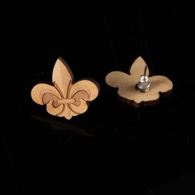 China FASHIONABLE African Hesiod Women Girl Queen Leaf Wood Stud Geometric Earrings for sale