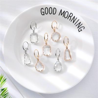 China CLASSIC Women's Crystal Clear Glass Dangle Drop Stone Earrings for sale