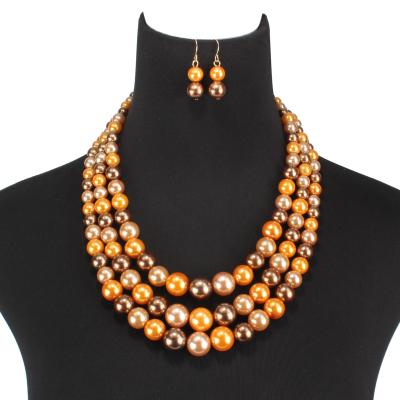 China Hesiod Wedding Bride Jewelry Pearl Costume Necklace Earrings Classic Environmental Friendly Jewelry Sets for sale