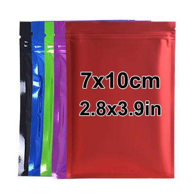 China Moisture Proof 7X10cm 2.8x3.9in In The Side Flat Aluminum Foil Pouch Bag Ziplock 3 Seal Zip Lock Zipper Food Three Running Multicolor Plastic for sale