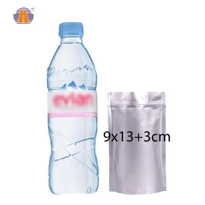 China 9*13cm Moisture Proof In Running Silver Plastic Packaging Zip Lock Food Aluminum Foil Holder Zipper Up Pouch Bag for sale