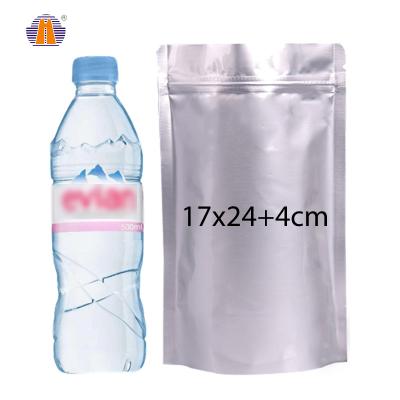 China 17*24cm Moisture Proof In Running Silver Plastic Packaging Zip Lock Food Aluminum Foil Holder Zipper Up Pouch Bag for sale