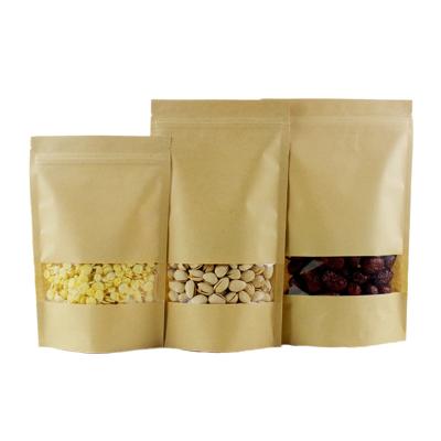 China Materials Recycled Into 20x30cm Zip Lock Food Grade Kraft Paper Zipper Sealed Resealable Pouch Bag With Window for sale