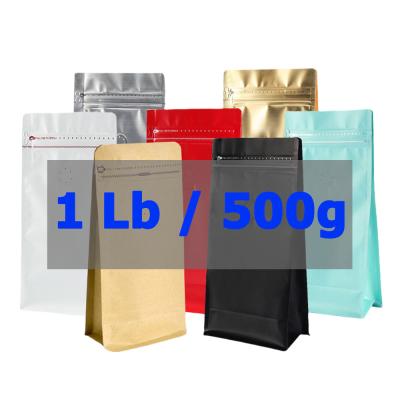 China Aseptic In Stock 1Lb 500g 1 Pound Wholesale One Way Colorful Valve Resealable Ziplock Pouch Packaging Bean Coffee Bags for sale