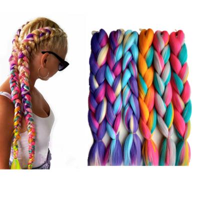 China 2020 Fashionable Jumbo CURLY STRAIGHT Candy Mix Color Ombre Braids Hair Extensions Synthetic Crochet Braiding Hair for sale