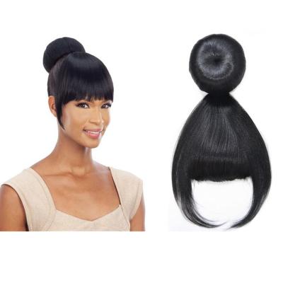 China New Beauty Synthetic Daily Bun Silky Straight &Bang Pretty Quick Wave Updo Bun & Bang Clip In Wig for sale