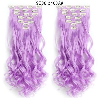 China Hot Selling Regular Wave Synthetic Clip in Straight Wavy Extensions 7pcs/set with 16 Clips Shape Ombre Blonde Color Natural Look Cosplay for sale