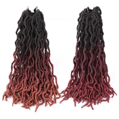 China Factory Sale Faux Locs Crochet Hair Synthetic Hair Pre-looped Brown Burg Ombre Wave Dreadlocks Synthetic Crochet Braiding Hair Gypsy Soft Hair Extensions for sale