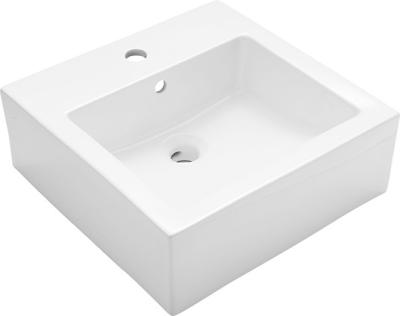 China Modern Square White Countertop Bathroom Sink Ceramic Hand Wash Basin for sale