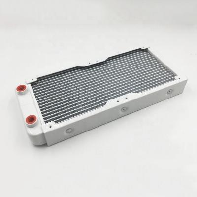 China Computer Case 240mm White Aluminum PC Water Cooling Radiator 18 Core Tubes Performation Fans Two for sale