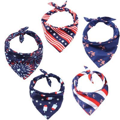 China Customized Viable American Flag Dog Bandanas Pet Scarf Festival Triangle Bibs for 4th of July Independence Day for sale