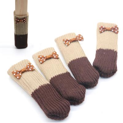 China Cotton/Bamboo Cotton/Polyester/Bamboo Knitting Leg/Polyester 4Pcs Chair Chatter Knocks Furniture Floor Cover Anti-Slip Device With Flower Rosette Home Decor 10*3.5Cm for sale