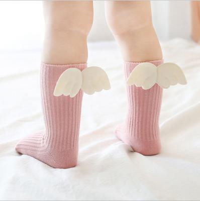 China Customized QUICK DRY QUICK DRY Toddler Bangs Angel Wing Spring Cotton New Baby Candy Color High Socks for sale