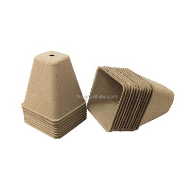 China Cardboard Pulp Degradable Peat Pots 8cm Square Perforated Gardening Seedlings Flower Culture Paper Cup Pulp Seedling Cup Seedling Pot for sale