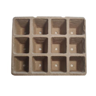 China Degradable Cardboard Pulp Cups 12 Per Tray With Holes Large Seedling Tray Flower Tray Single Grid Pulp Seedling Gardening Cup for sale