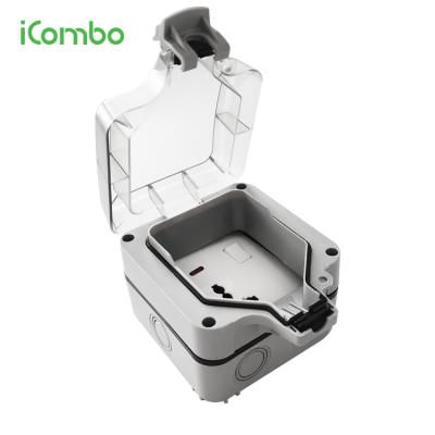 China Durable plastic icombo PC clamshell socket enclosure waterproof junction box with switch socket waterproof plastic box with wall for sale