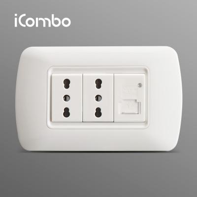 China Italy Dual 3 Pin Wall Outlet Plug And USB Charger Screw Socket for sale