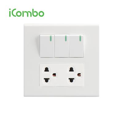 China Home Use Thailand Electric Power Switch Wall Mounted Multifunction Socket Outlet With Indicator 250V 16A for sale