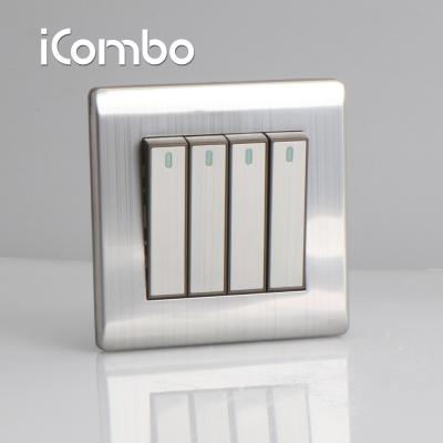 China iCombo Stainless Steel 4 Gang Wall Screw Switch for sale