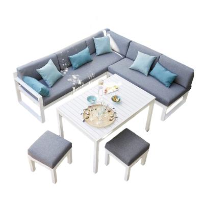 China Commercial Modern Sectional Outdoor Sofa Set Aluminum Platform Lounges Garden Furniture Set With Cushion for sale