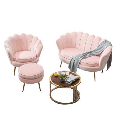 China Csa Modern Luxury Modern Nail Salon Pink Simple Small Waiting Sofa With Table Set for sale