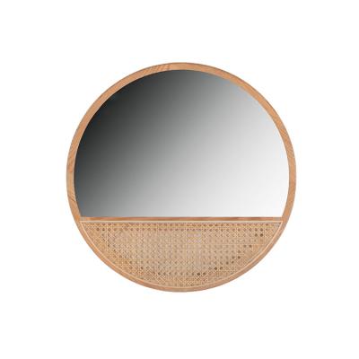 China Nordic Southeast Asia country creative decorative gift style Indonesian solid wood rattan mirror for sale