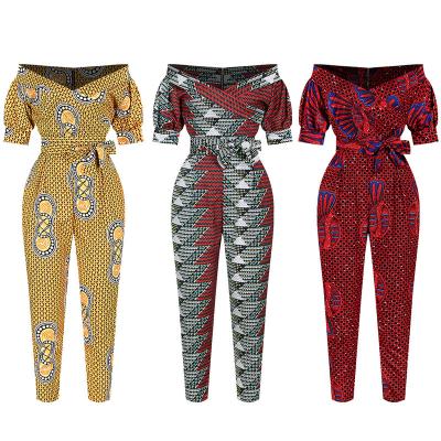 China African Women's Strappy Neck Jumpsuit Explosive Print Urban Leisure One-Shoulder Half Sleeve Mid Sleeve for sale