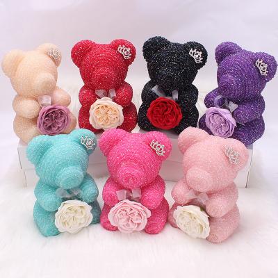 China Valentine Day /Birthday Gift ZHUOOU Soap Roses Flowers Crystal Bear Gifts Valentines Day Christmas 2020 Gift for sale