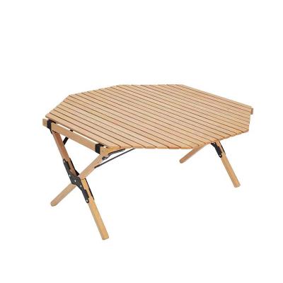 China Outdoor Beech Wood Portable Folding Camping Picnic Table Easy Carry Foldable Table for sale