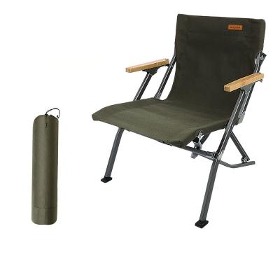 China Aluminum Alloy Portable Foldable Outdoor Canvas Aviation Arm Solid Wood Wooden Camping Chair for sale