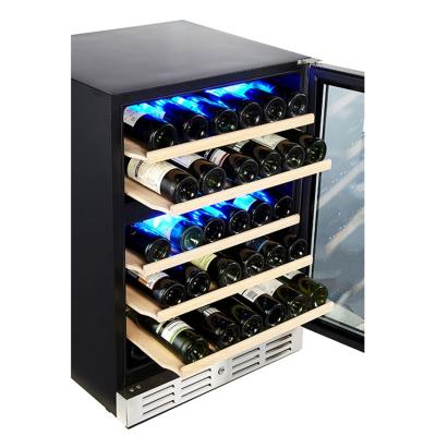 China Non-seamless door with handle 150L SS Wine Cooler Double Zone Temperature Control Energy Saving Refrigerated Wine Chiller Manufacturer Wholesale Price for sale