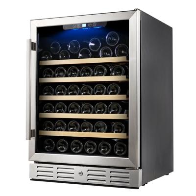 China Non-seamless door with SS handle single zone temperature control wine cabinet 52 bottles\150L with LED display electronic controller for sale