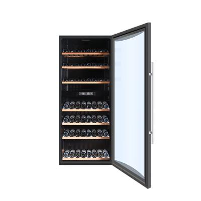 China 270L\89 bottles double area outdoor wine cooler with design glass door independent factory direct sales for sale