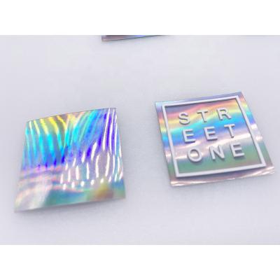 China 3D Holographic Colored Emboss Patch Silicone Garment Label Laser TPU Laser TPU Rubber Heat Transfer For Clothes Bag for sale