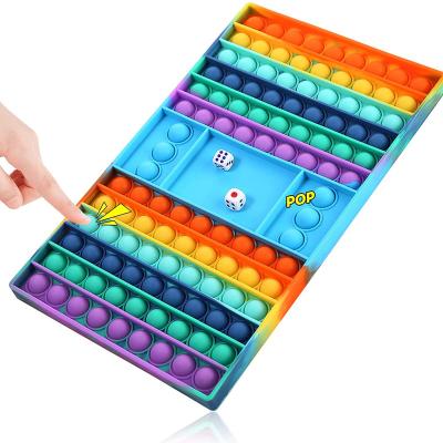 China High Quality 100% Eco-friendly Decompression Silicone Push Noise Bubble Wiggle Sensory Toy Checker Chess Board With 2 Dice For Kids for sale