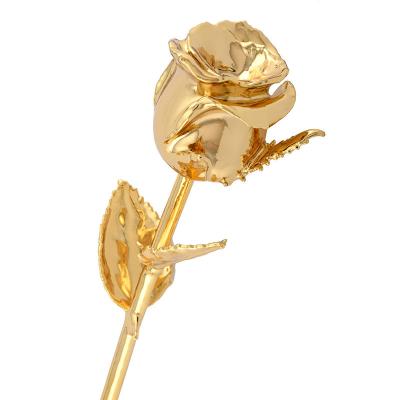 China 2022 Newest Beautiful Artificial Flower 24k Gold Plated Rose Valentine's Day Flower Best Natural Gold Colored With Base Gift Decoration For Girlfriend for sale