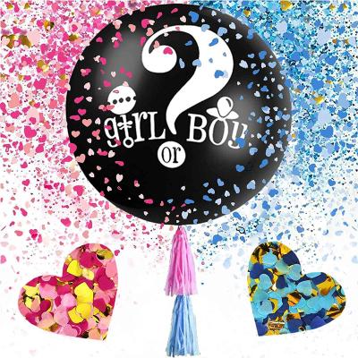 China Giant Eco-Friendly Boy Or Girl Gender Reveal Black 36 Inch Balloon With Pink And Blue Tassel Garland Kit For Baby Shower Party Decoration for sale