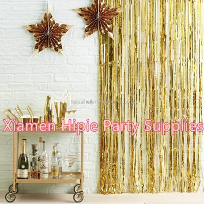 China Metallic Gold Business Gift Tinsel Foil Fringe Curtains for Party Photo Backdrop Wedding Decor for sale