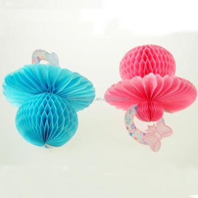 China NEW Tissue Paper Honeycomb Nipple Honeycomb Table Centerpiece Pacifier Hanging Decoration for Baby Shower Party for sale