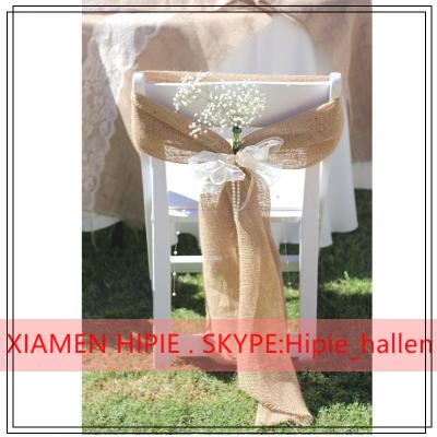 China Reusable Open Woven Natural Rustic Rustic Burlap Hessian Chair Sashes Vintage Wedding Sashes for sale