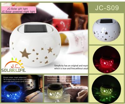 China Colorful Ceramic Gift RGB Solar LED Garden Lights Solar Camping Lanterns for sale